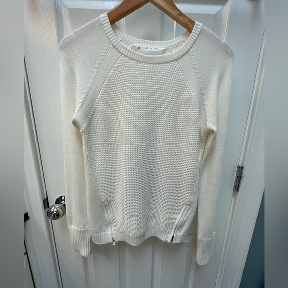 Athleta Sweaters - Athleta Waffle Knit Cream Cotton Blend Sweater Extra Small